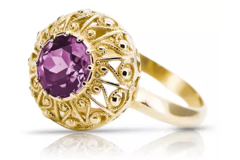 Amethyst 14 Karat Gelbgold Ring Vintage Schmuck vrc059y